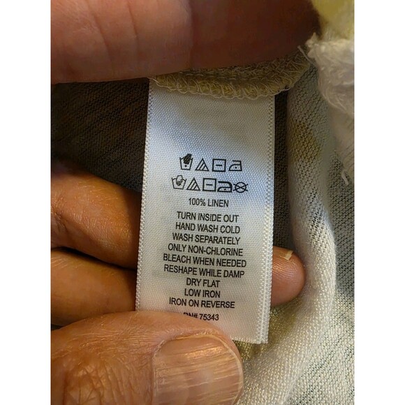 Rachel Zoe Top‎ Womens Size Medium Yellow Floral Short Sleeve 100% Linen Top - Picture 4 of 6